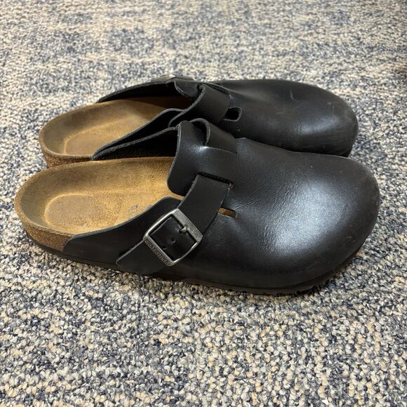 Men\'s Birkenstock Boston Super Grip Black Smooth Leather Clogs EU 41 main image 8